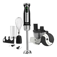 Set mixer manual IKOHS FULLMIX STYLANCE PRO, 1500W, 7 trepte de viteza, 9 accesorii incluse, 6.5 x 6.5 x 39.6 cm, Negru/Argintiu