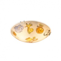 Plafoniera alb, Globo KIDDY 40607, crom, sticla multicolor cu decor pentru copii, 300x65