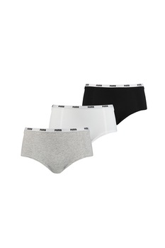Puma, Set de chiloti hipster - 3 perechi, Gri deschis melange/Alb/Negru Puma, Set de chiloti hipster - 3 perechi, Gri deschis melange/Alb/Negru
