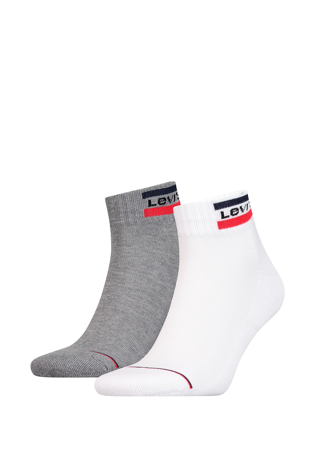 Levi's, Set de sosete scurte, unisex - 2 perechi, Alb/Gri/Rosu