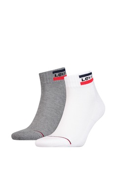 Levi's, Set de sosete scurte, unisex - 2 perechi, Alb/Gri/Rosu Levi's, Set de sosete scurte, unisex - 2 perechi, Alb/Gri/Rosu