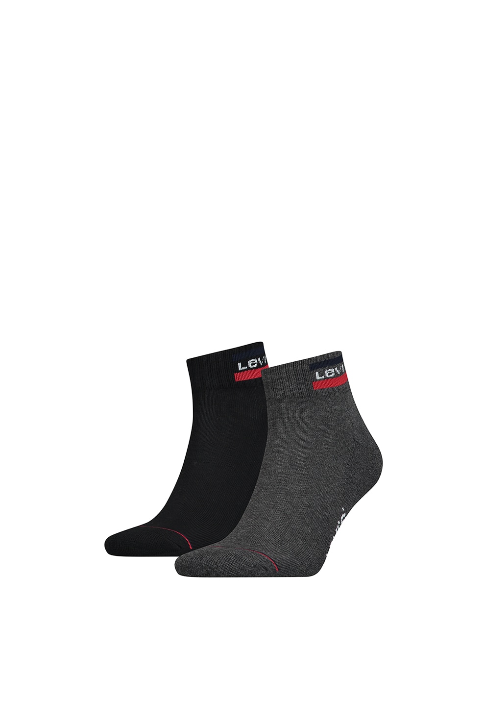 Levi's, Set de sosete scurte, unisex - 2 perechi, Negru/Gri inchis