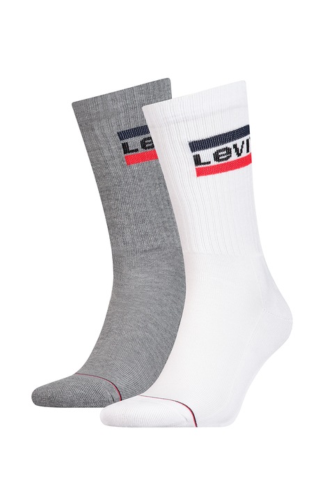 Levi's, Унисекс дълги чорапи - 2 чифта, Бял/Черен/Сив
