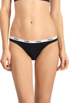 Puma, Set de chiloti din amestec de bumbac si modal - 2 perechi, Negru Puma, Set de chiloti din amestec de bumbac si modal - 2 perechi, Negru