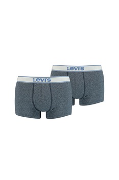 Levi's, Set de boxeri cu banda logo in talie - 2 perechi, Gri melange/Albastru lavanda