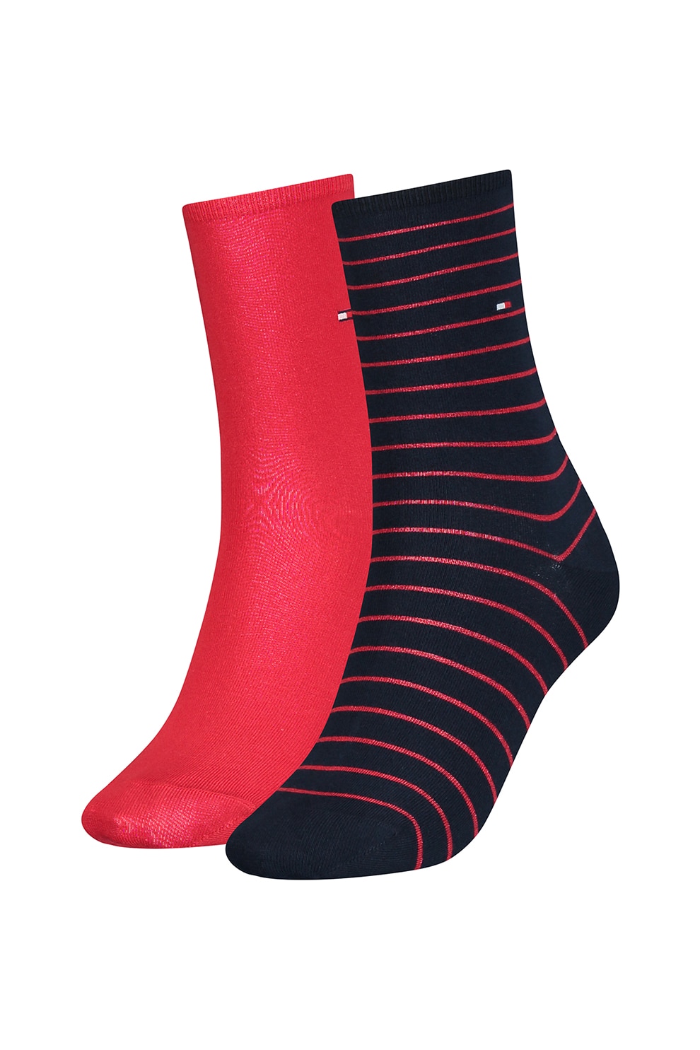 Tommy Hilfiger, Set de sosete lungi - 2 perechi, Rosu/Negru, 39-42