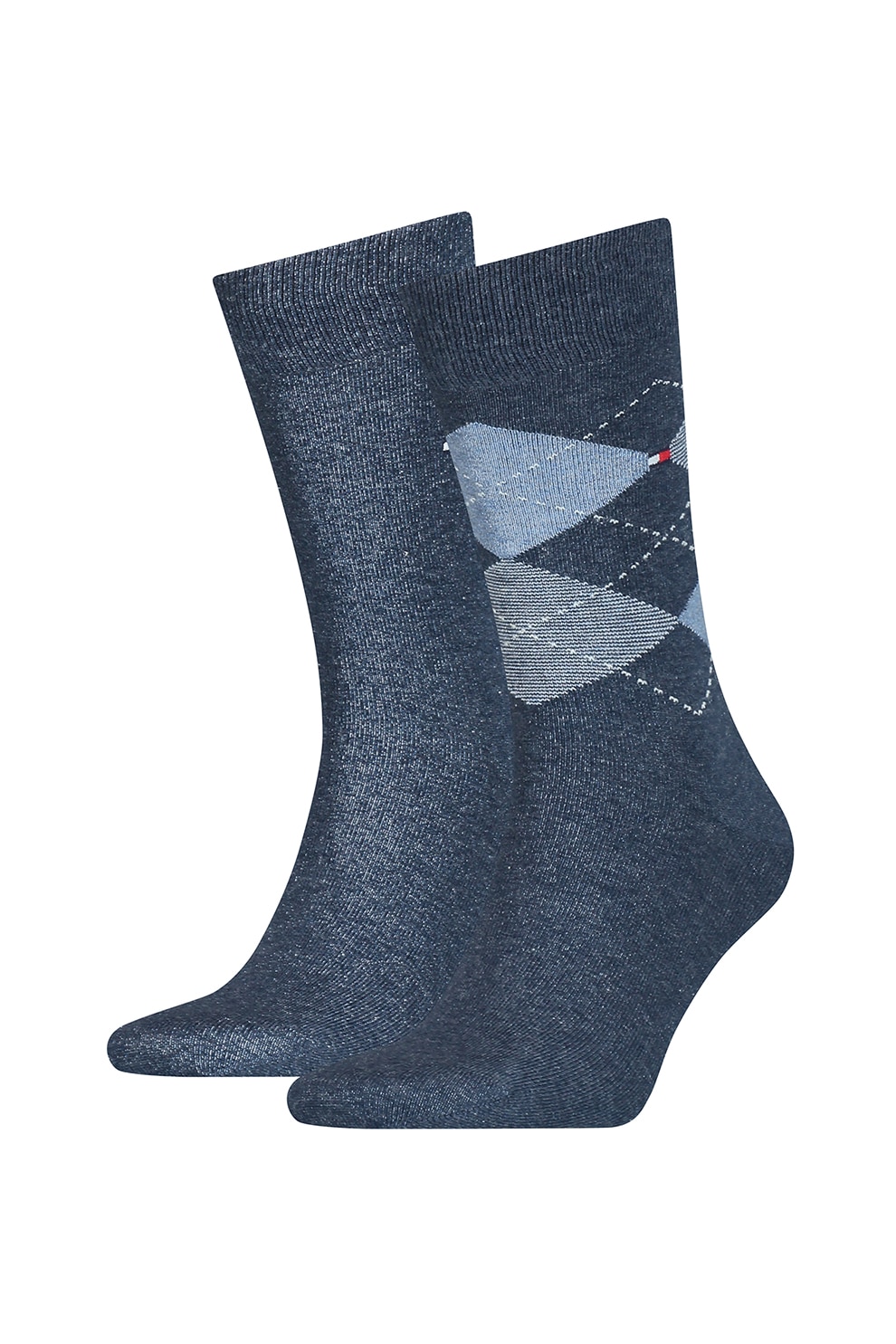 Tommy Hilfiger, Set de sosete elastice cu model uni si in carouri - 2 perechi