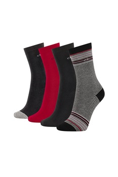 CALVIN KLEIN, Set de sosete lungi - 4 perechi, Negru/Rosu, U CALVIN KLEIN, Set de sosete lungi - 4 perechi, Negru/Rosu, U