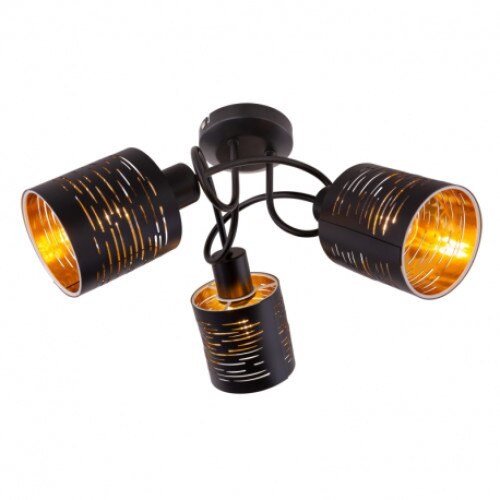 Plafoniera, Globo TUNNO 15342-3D, din metal negru, auriu-negru 400x210