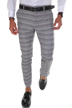 Pantaloni eleganti, pentru barbati, slim fit, gri, B1916, Gri Pantaloni eleganti, pentru barbati, slim fit, gri, B1916, Gri