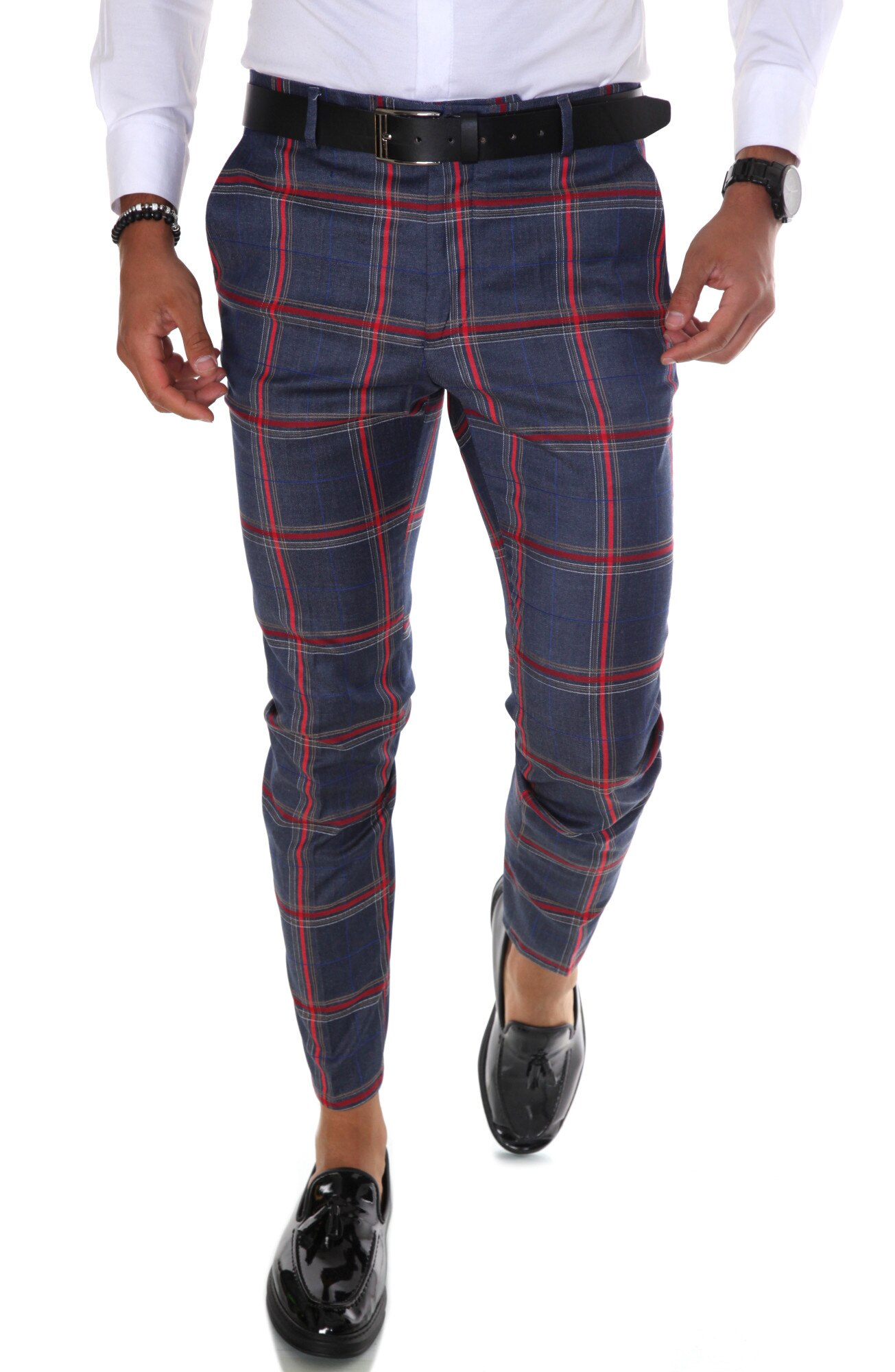 Pantaloni eleganti, pentru barbati, slim fit, bleumarin, B1904, Bleumarin