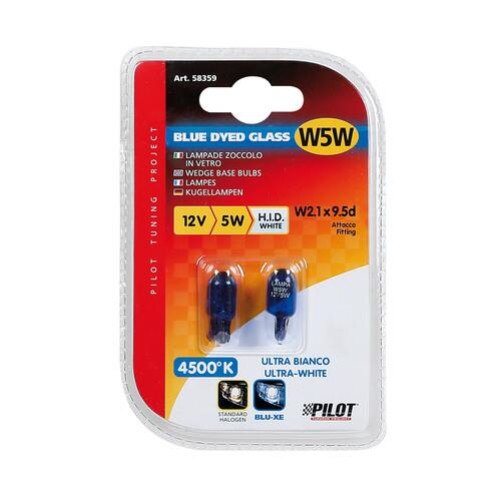 Set 2 Becuri clasice pentru pozitie 5W 12V, cap sticla W2,1x9,5d