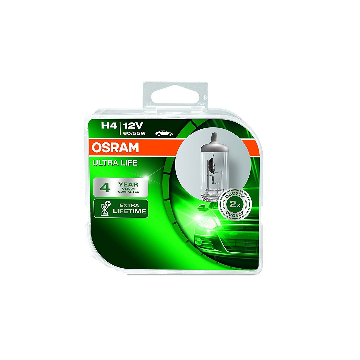 Set 2 Becuri auto H4 Osram UltraLife 64193ULT-HCB, 12V 60/55W P43t