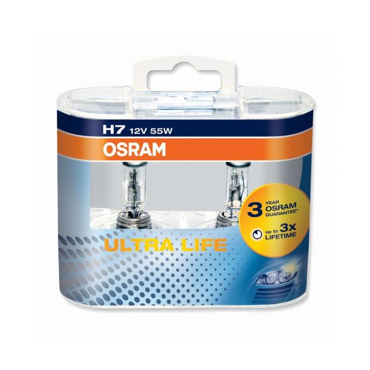 Set 2 Becuri auto H7 Osram UltraLife 64210ULT-HCB, 12V 55W Px26d