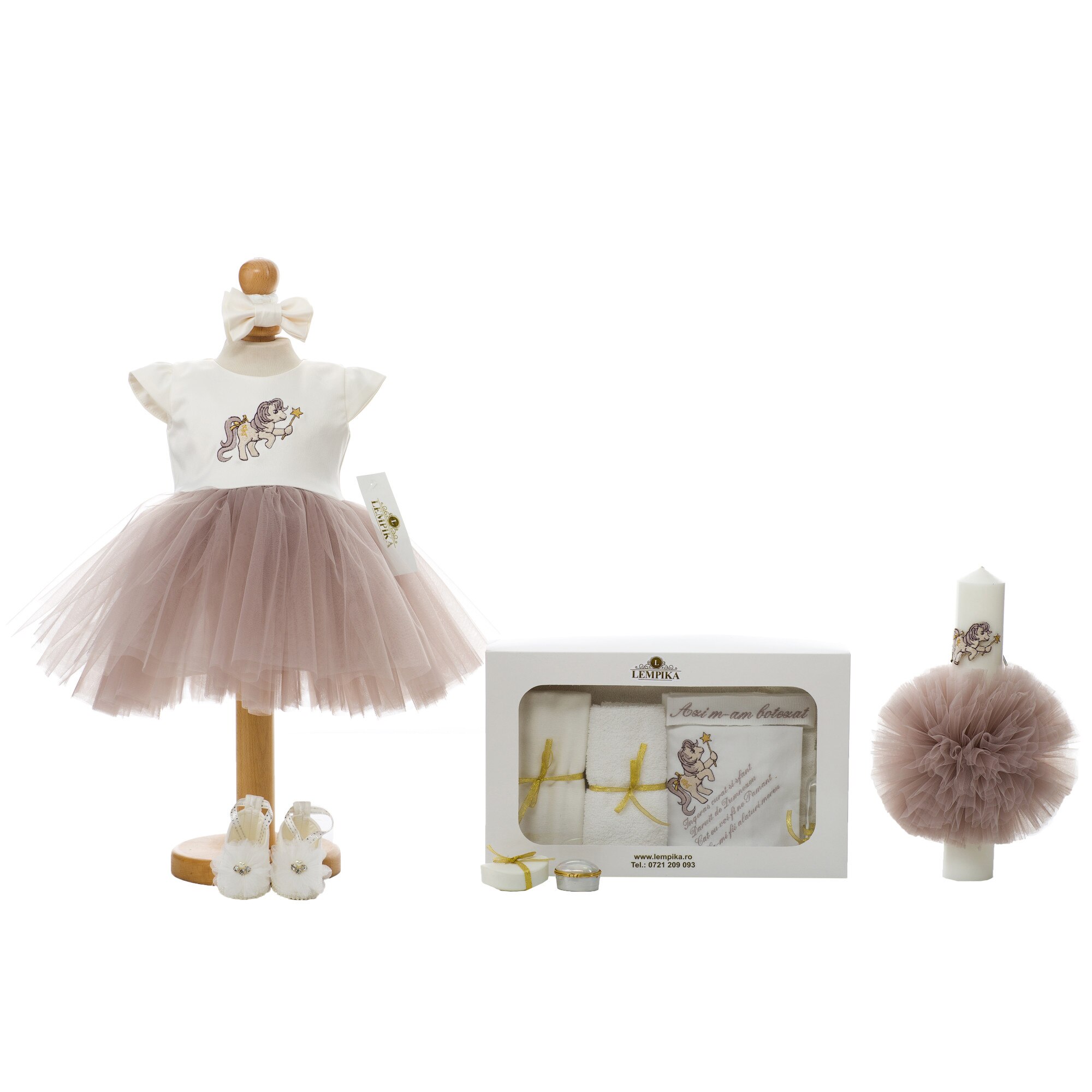 Set Botez Lempika Bebe Unicorn Mov, 5 piese, 0-3luni