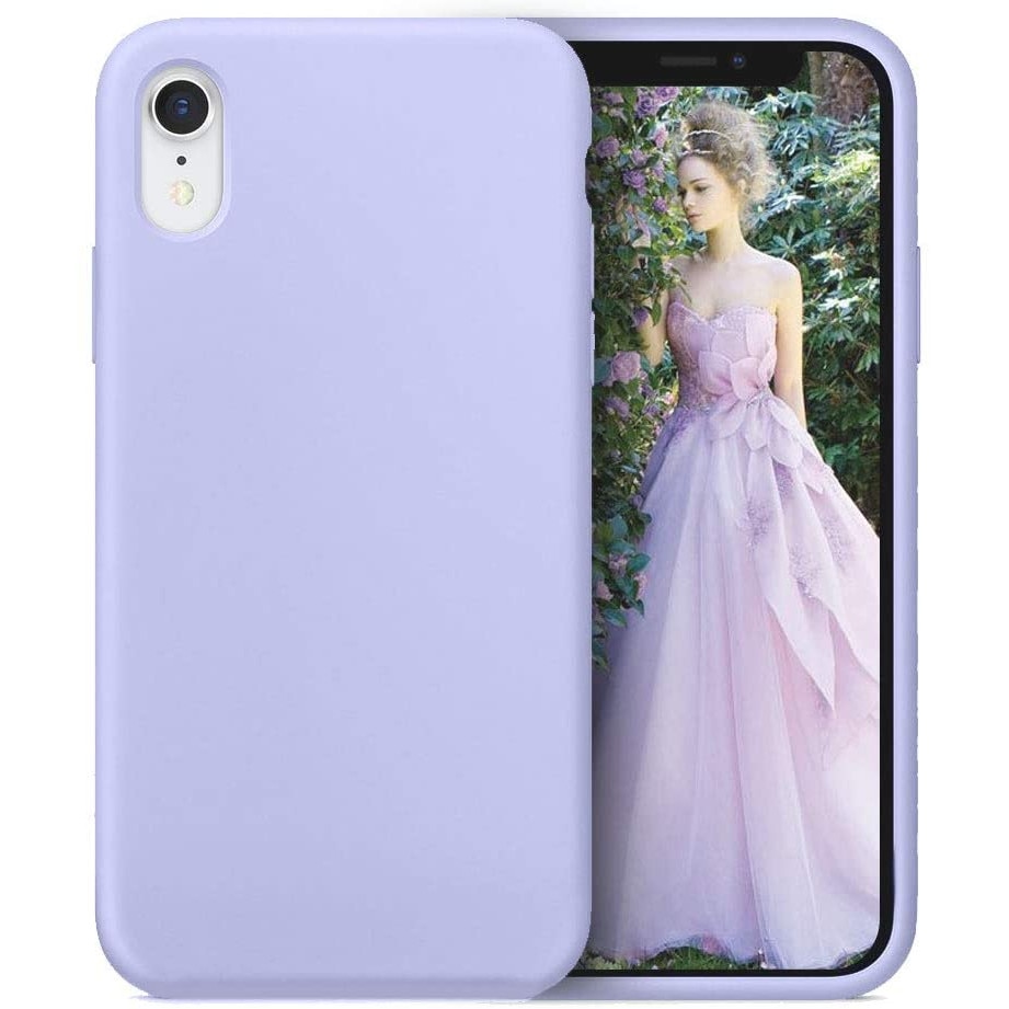 Husa protectie compatibila cu iPhone XR, ultra slim silicon, interior din catifea, Mov Deschis, PlanetPhone