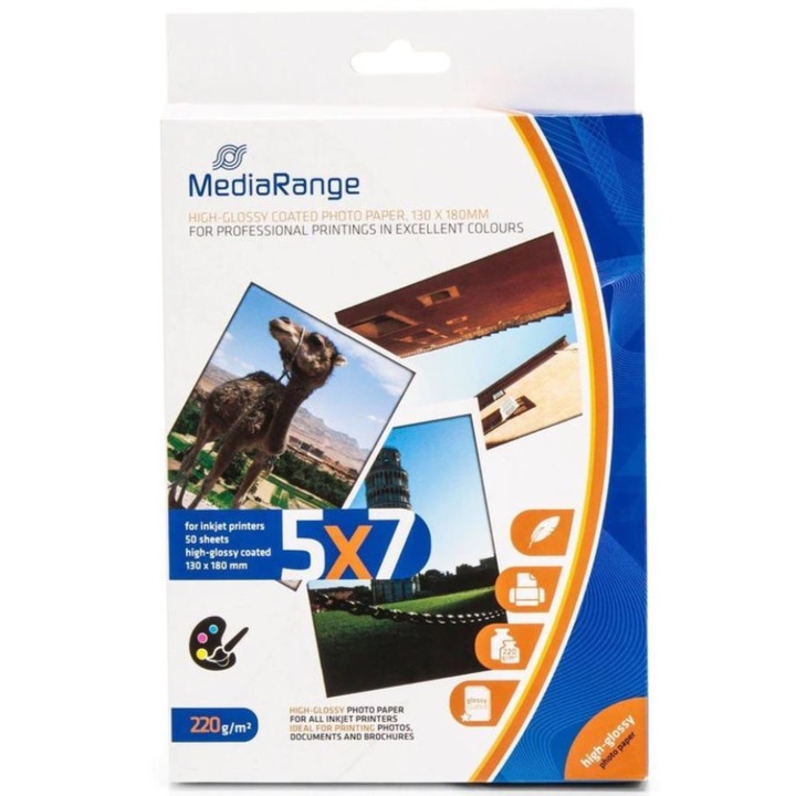 Hartie Foto MediaRange pentru imprimante InkJet, A6 , Lucioasa, 50buc