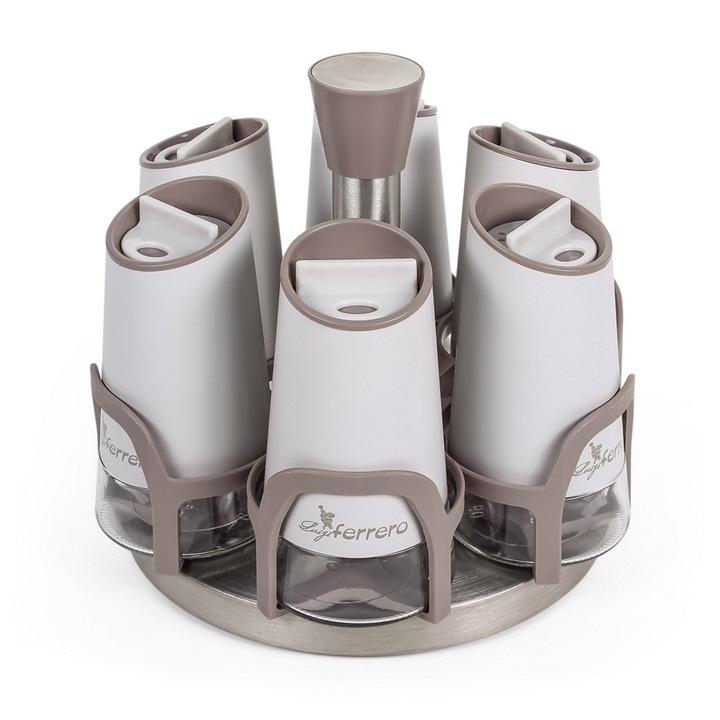 Set recipiente pentru condimente Luigi Ferrero, 6 piese, Norsk FR-1446 BGM, cu suport metalic