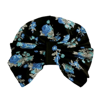 Turban Piticot C284 din vascoza imprimata cu flori turquoise, negru, 52-54 cm Turban Piticot C284 din vascoza imprimata cu flori turquoise, negru, 52-54 cm