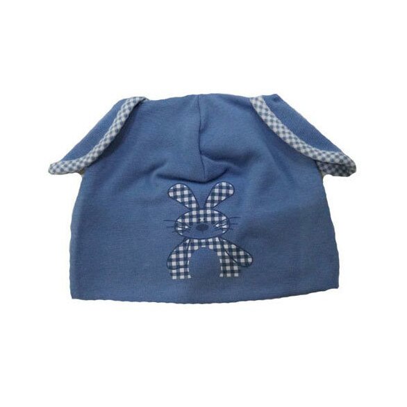 Caciulita tip fes, iepuras, albastru 36 cm