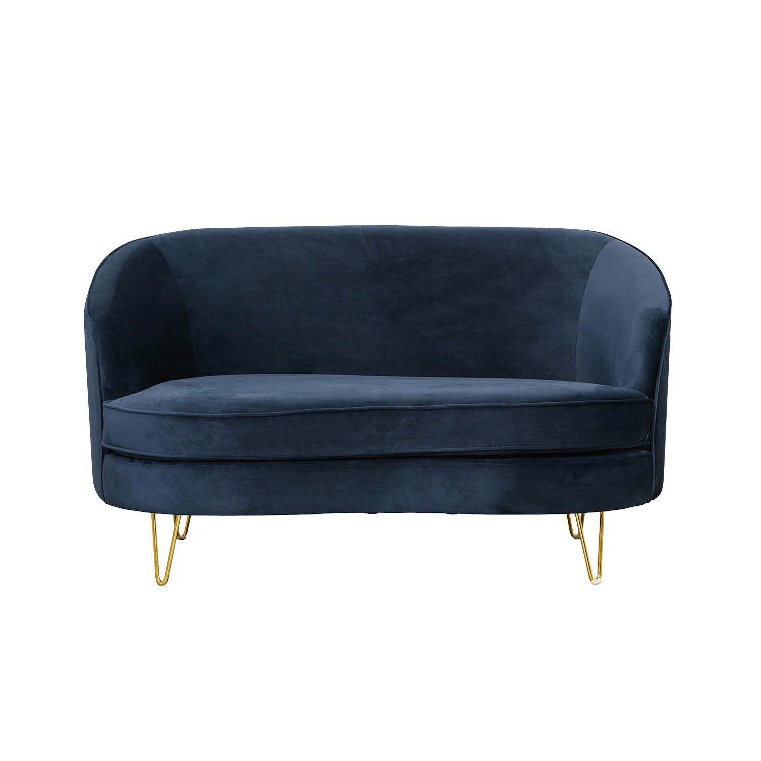 Canapea fixa 2 locuri Penelope, Mobila Sigma, catifea dark blue, 142x83x79 cm