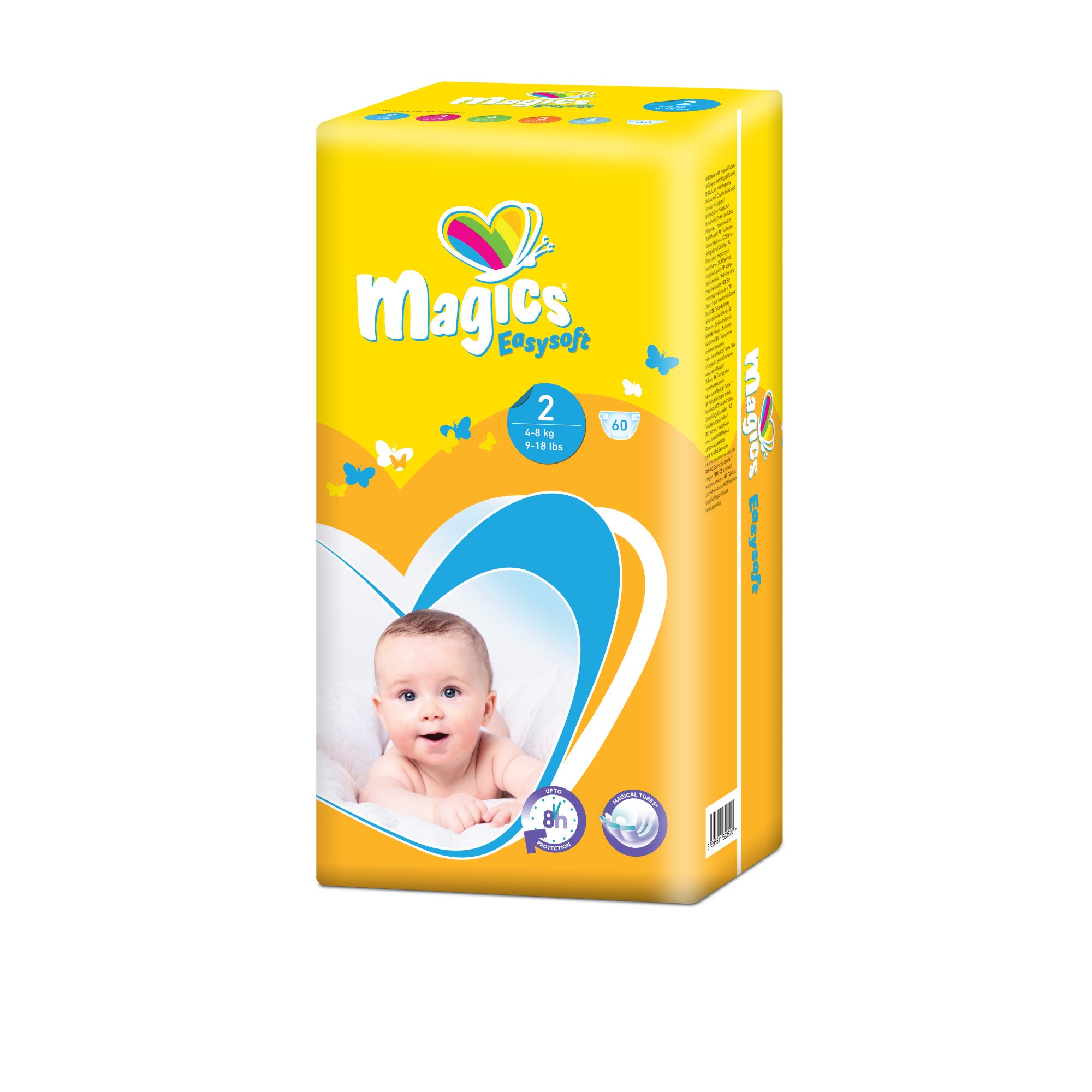 Scutece Magics Easysoft Marime 2 Mini, 4-8 kg, 60 bucati