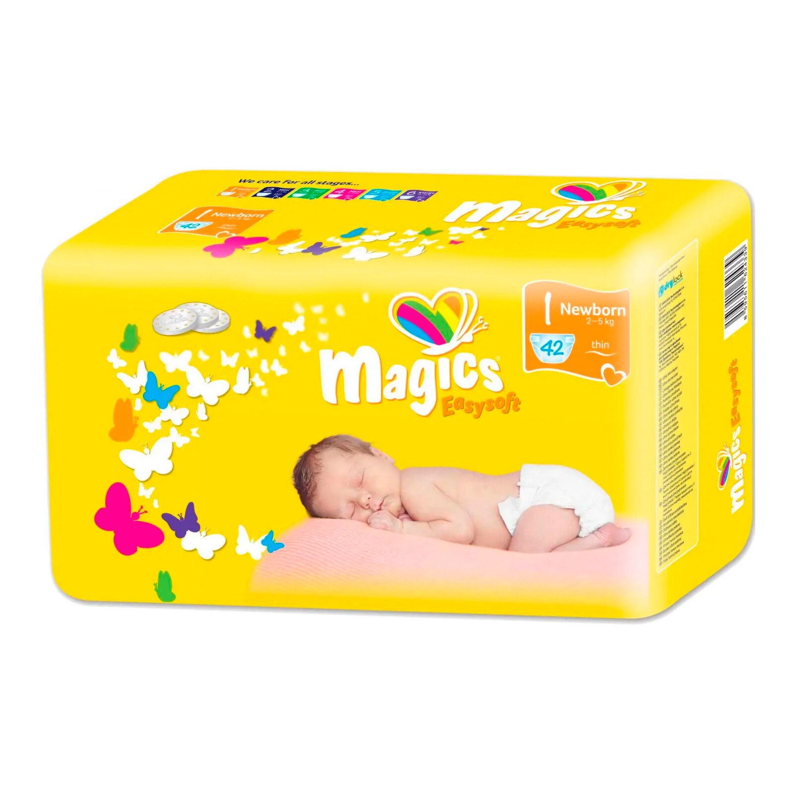 Scutece Magics Easysoft Marime 1 Newborn, 2-5 kg, 42 bucati