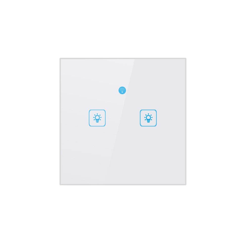 Intrerupator cu touch 2 canale , Wi-Fi , Alb