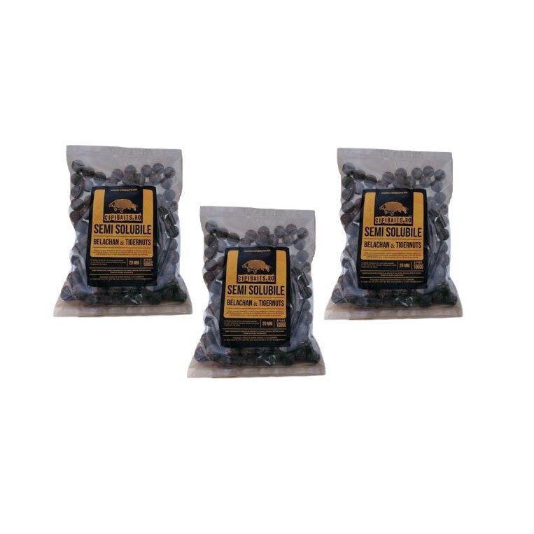Pachet 3 kg Boilies Nadire Semisolubile 20 mm aroma belachan & tigernuts