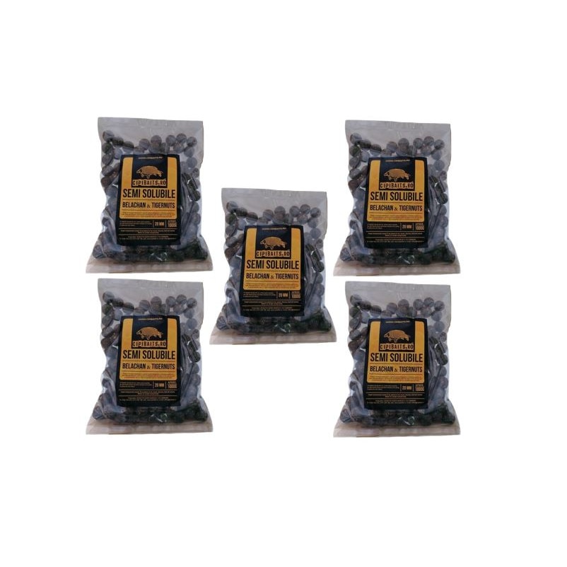 Pachet 5 kg Boilies Nadire Semisolubile 20 mm aroma belachan & tigernuts by Accesfishing
