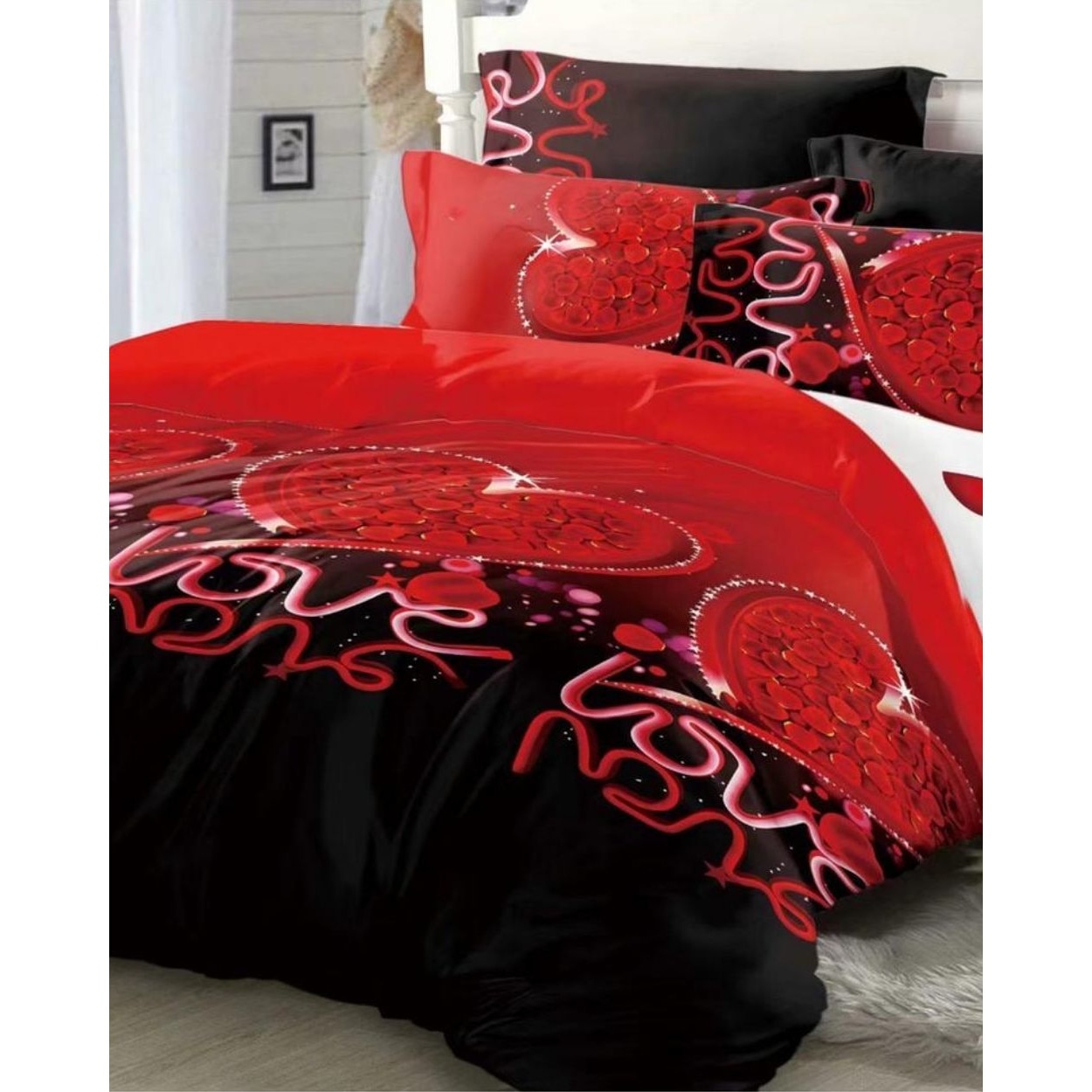Set Lenjerie Finet Satinat Gros cu 2 Fete, 6 Piese, Pat 2 Persoane, Denise