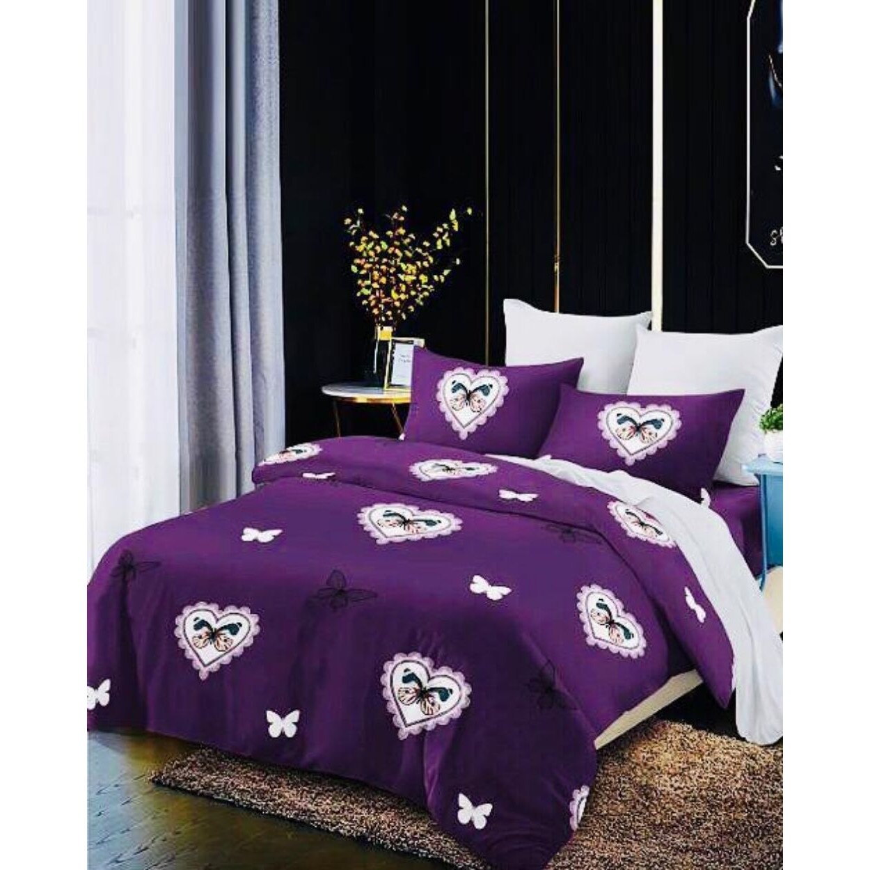 Set Lenjerie Finet Satinat, 6 Piese, Pat 2 Persoane, Ayla
