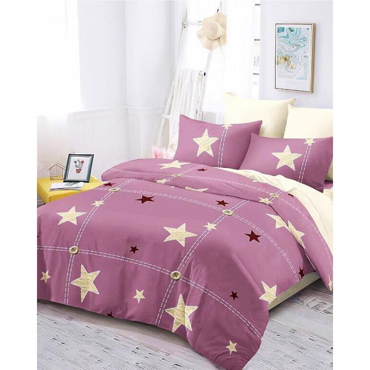 Set Lenjerie Finet Satinat, 6 Piese, Pat 2 Persoane, Stara