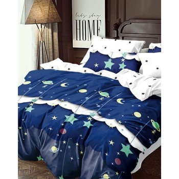 Set Lenjerie Finet Satinat Gros cu 2 Fete, 6 Piese, Pat 2 Persoane, Cer Instelat Set Lenjerie Finet Satinat Gros cu 2 Fete, 6 Piese, Pat 2 Persoane, Cer Instelat