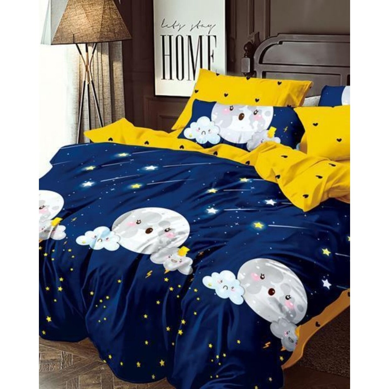 Set Lenjerie Finet Satinat Gros cu 2 Fete, 6 Piese, Pat 2 Persoane, Meteo