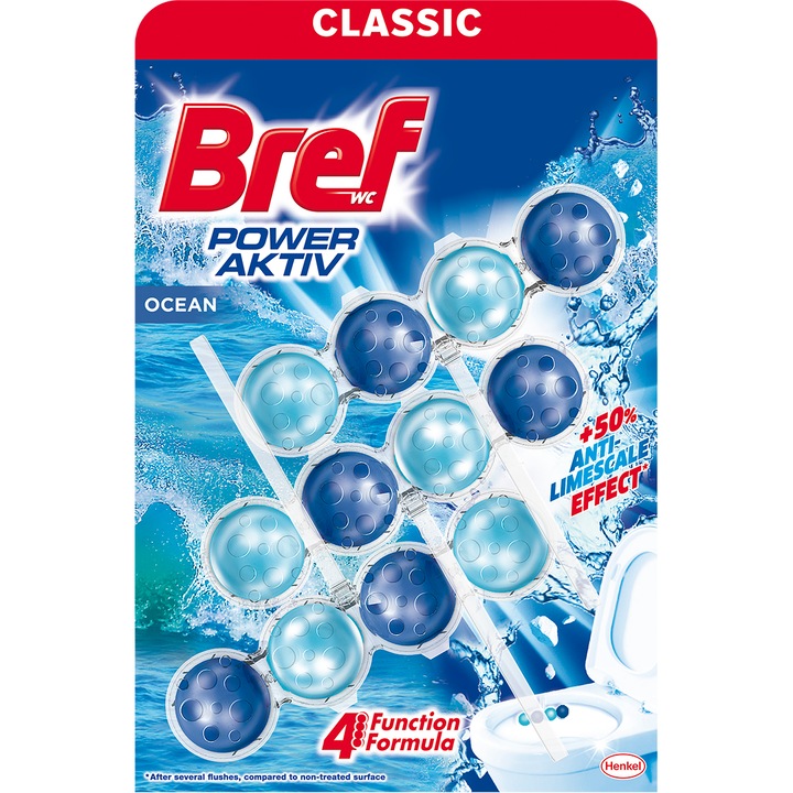 Bref Power Aktiv Ocean WC illatosító, 3x50 g