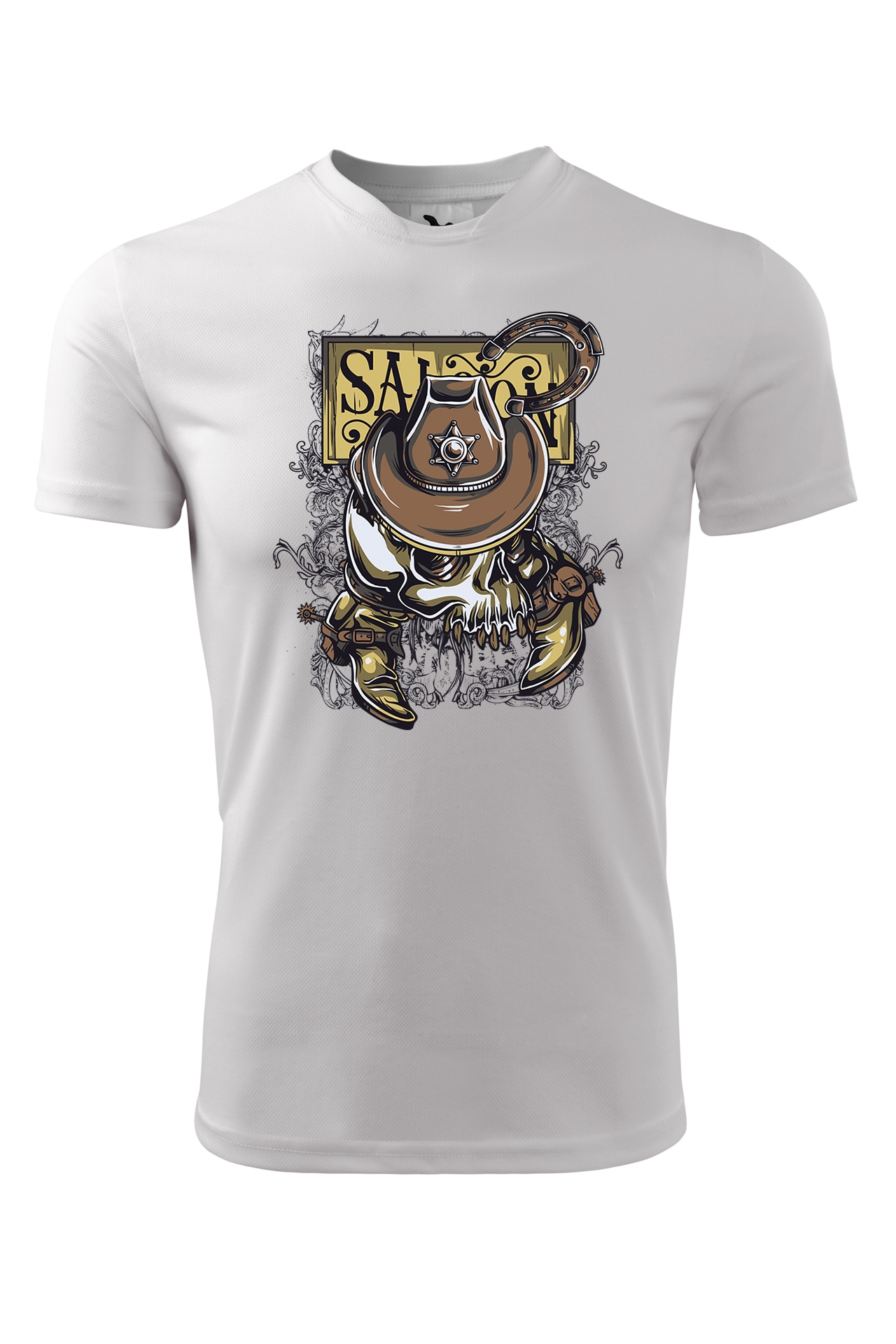 Tricou personalizat, Craniu Sheriff, Adler, Alb