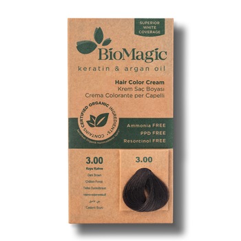Vopsea de par fara amoniac BioMagic 3.00 Dark Brown Vopsea de par fara amoniac BioMagic 3.00 Dark Brown