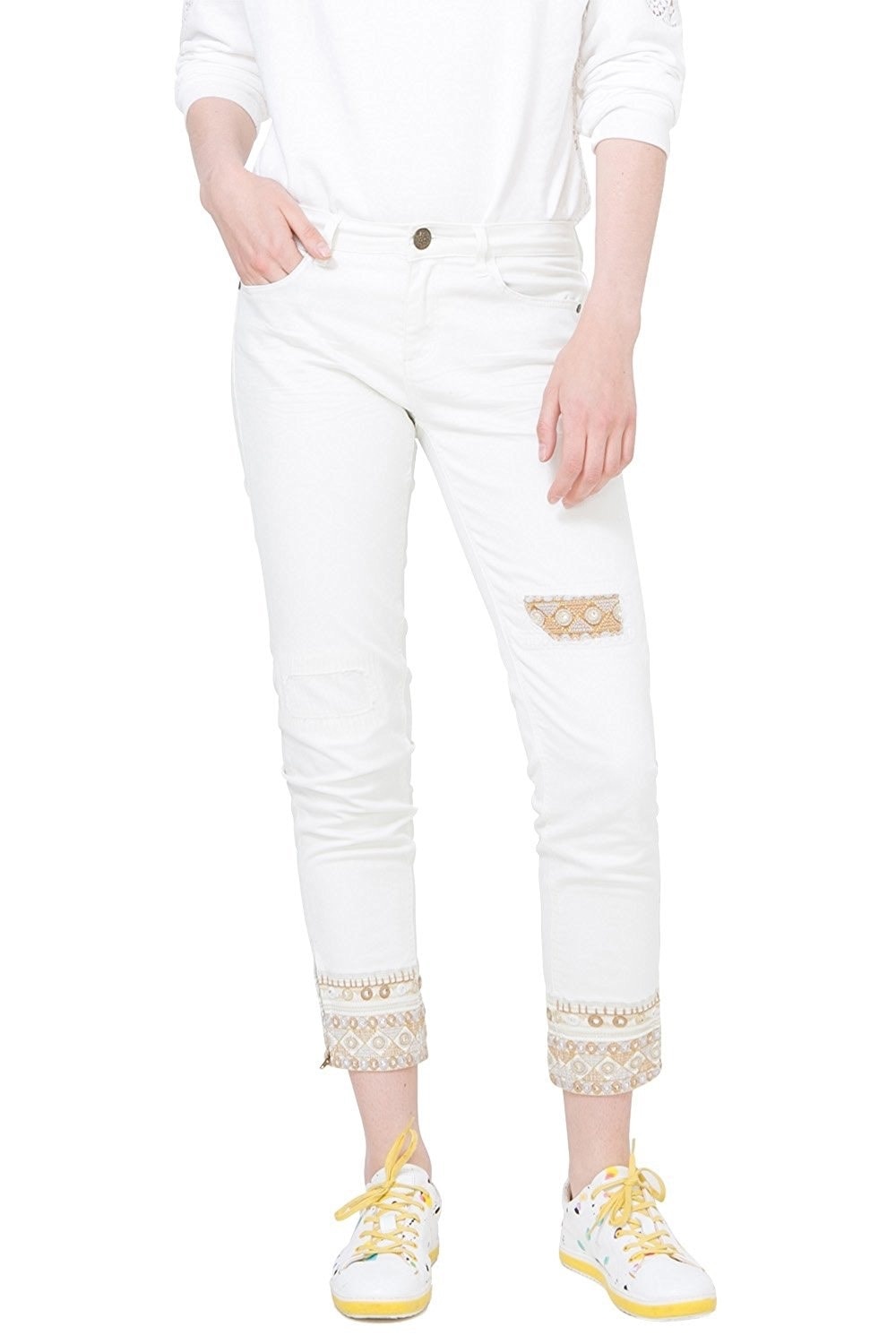 Pantaloni, Desigual 72D2WC4, Alb