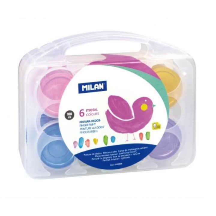 Acuarele Metal Finger MILAN, 6 Culori cu Pigmenti Puternici, 100 ml/Culoare