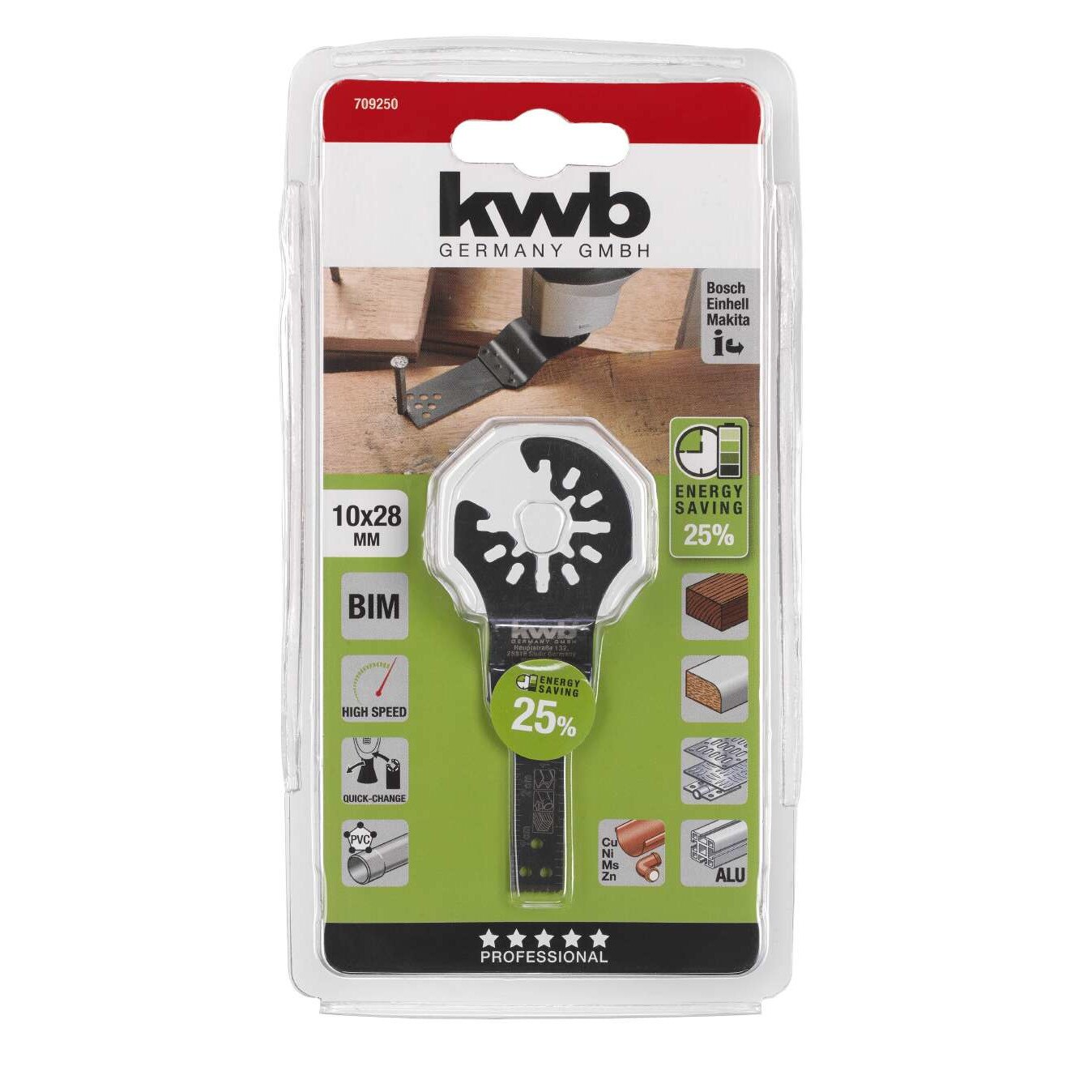 Lama Multifunctional MG, Bimetal, dreapta latime 10 mm/adancime 28mm pentru metal, lemn si plastic, KWB Professional