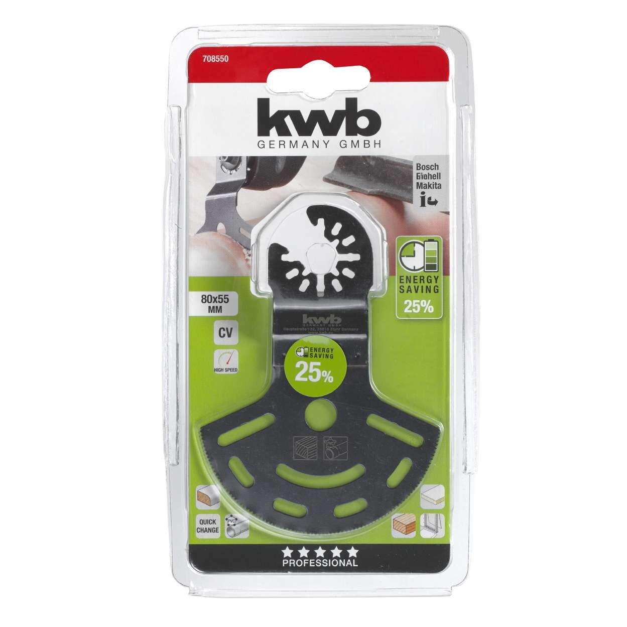 Lama Multifunctional MG semicirculara latime 80 mm/adancime 55mm pentru lemn si plastic, KWB Professional