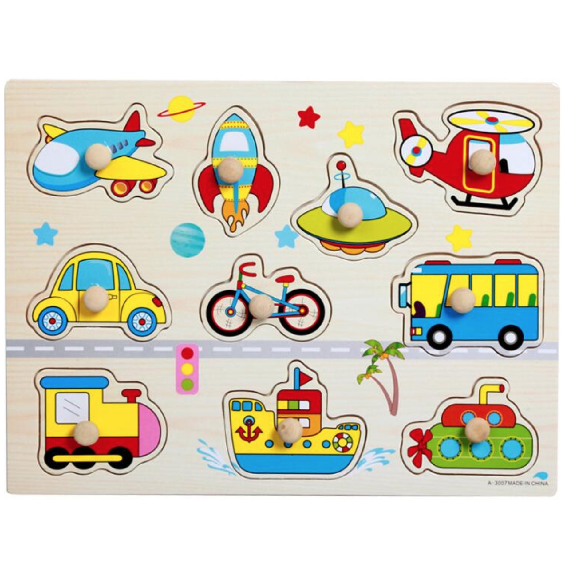 Puzzle Educational din lemn, cu aeronave, 10 piese, BBL1652