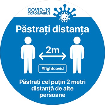 Autocolant distantare Covid-19, ADC4, cerc, albastru, 20 x 20 cm Autocolant distantare Covid-19, ADC4, cerc, albastru, 20 x 20 cm