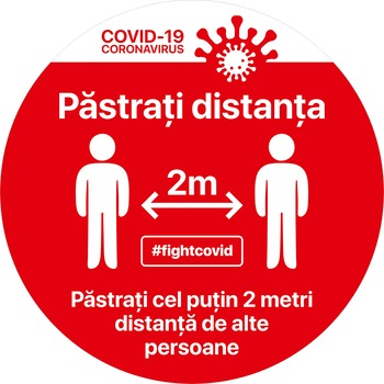 Autocolant distantare Covid-19, ADC4, cerc, rosu, 20 x 20 cm Autocolant distantare Covid-19, ADC4, cerc, rosu, 20 x 20 cm