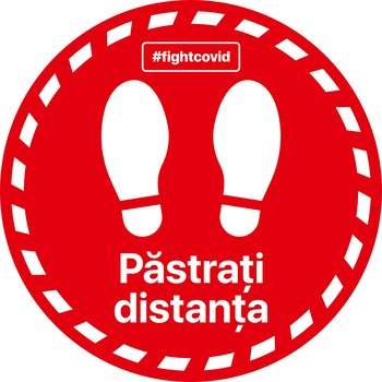 Autocolant distantare Covid-19, ADC5, cerc, rosu, 20 x 20 cm Autocolant distantare Covid-19, ADC5, cerc, rosu, 20 x 20 cm