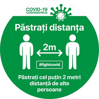 Autocolant distantare Covid-19, ADC4, cerc, verde, 20 x 20 cm Autocolant distantare Covid-19, ADC4, cerc, verde, 20 x 20 cm