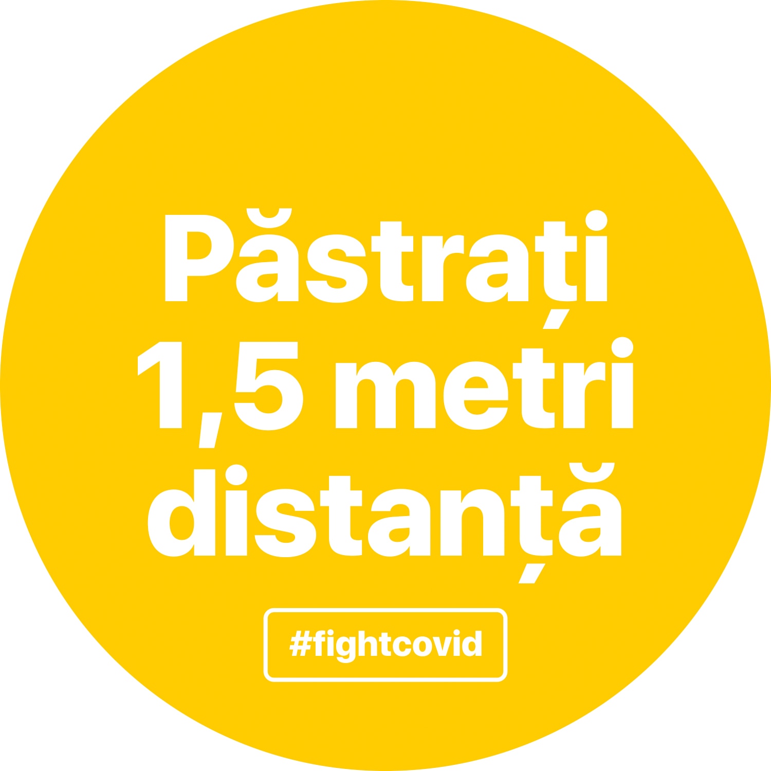Autocolant distantare Covid-19, ADC3, cerc, galben, 20 x 20 cm