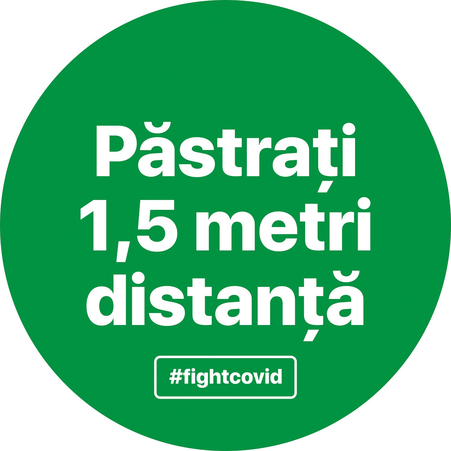 Autocolant distantare Covid-19, ADC3, cerc, verde, 20 x 20 cm