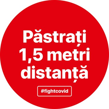 Autocolant distantare Covid-19, ADC3, cerc, rosu, 20 x 20 cm Autocolant distantare Covid-19, ADC3, cerc, rosu, 20 x 20 cm